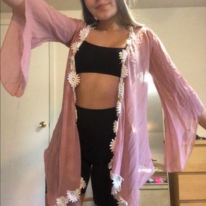 Pink Flowy Cardigan Kimono